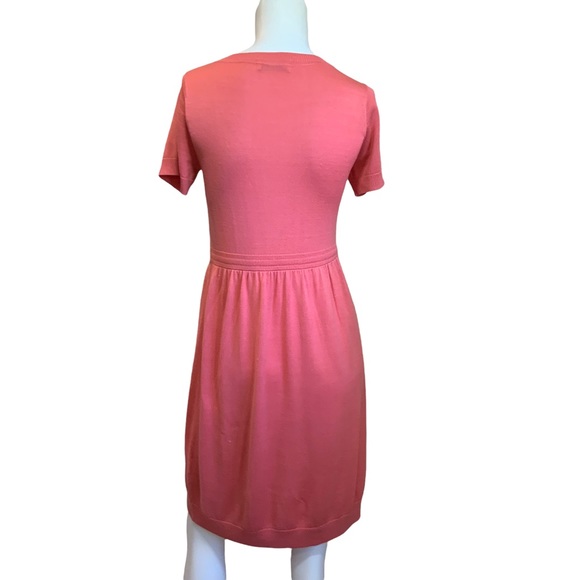 orla kiely Salmon Pink Silk Knit Dress Tie Waist w/Pockets Short Sleeves size 6 - Picture 3 of 7